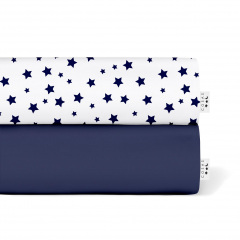 Набор Простыня на резинке COSAS DARK BLUE & STARS Ранфорс 60х120х12 см 2 шт Синий/Белый Золотоноша