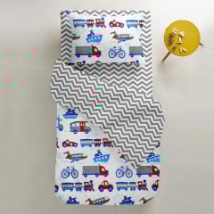 Детский комплект COSAS TRANSPORT Ранфорс 110х140 см Синий Ладан