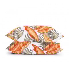 Євро постіль з простирадлом на гумці ORANGE PALMS CS2 COSAS помаранчевий 200х220 см Мелітополь