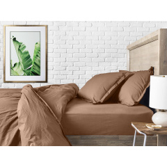 Комплект полуторної постільної білизни на резинці COSAS RUM Ранфорс 160х220 см Коричневий Лубни