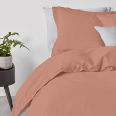 Євро постіль з простирадлом на гумці COPPER CS6 COSAS Цегляний 200х220 см Куйбишеве