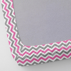 Простирадло на резинці COSAS GREY ZIGZAG Ранфорс 80х160х20 см Рожевий Городок