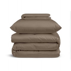 Подростковая постель сатин с простыней на резинке MOUSSE Cosas Коричневый 160х220 см Мелитополь