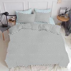 Євро постіль з простирадлом на гумці Grey Zigzag CS1 COSAS сірий 200х220 см Чугуїв