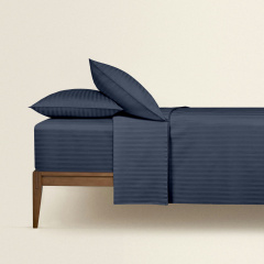 Двоспальна постіль сатин з простирадлом на гумці DENIM Cosas Сапфір 180х220 см Нова Каховка