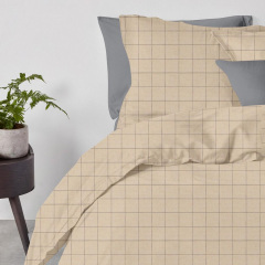 Півтораспальний комплект на резинці COSAS BEIGE GEOMETRY CS1 Ранфорс 160х220 см Бежевий/Сірий Братське