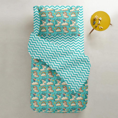 Простынь полутораспальная COSAS MINT ZIGZAG Ранфорс 155х240 см Мятный Ивано-Франковск