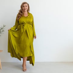 Женский халат COSAS Silky Cloud L-XL Зеленый Братское