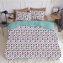 Полуторна постіль з простирадлом на гумці COSAS Mint LOVE CS1 160х220 см Різнокольоровий Ковель