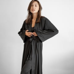 Женский халат COSAS Silky Cloud L-XL Черный Переяслав-Хмельницкий