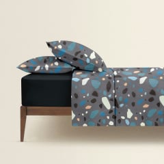 Євро постіль з простирадлом на гумці GEMSTONES CS8 Cosas сірий 200х220 см Братське