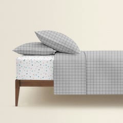 Двоспальна постіль з простирадлом на гумці COSAS Grey Geometry CS4 180х220 см Різнокольоровий Молочанськ