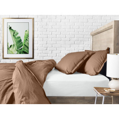 Полуторна постіль з простирадлом на гумці Rum CS2 COSAS Коричневий 160х220 см Костопіль