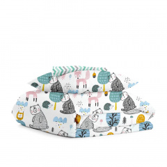 Подростковый комплект на резинке COSAS GREY FOREST ANIMALS Ранфорс 155х215 см Разноцветный Никополь