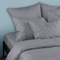 Двуспальная постель сатин с простыней на резинке URBAN Cosas Графит 180х220 см Киев