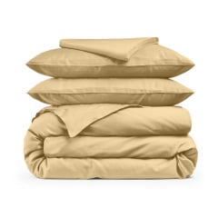 Двоспальна постіль сатин з простирадлом на гумці MAGNOLIA Cosas Магнолія 180х220 см Дзензелівка