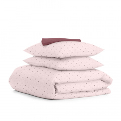 Полуторна постіль з простирадлом на гумці Mini Dots CS24 COSAS рожевий 160х220 см Костопіль