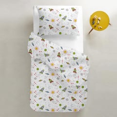 Детский пододеяльник COSAS ROCKETS Ранфорс 110х140 см Зеленый Золотоноша