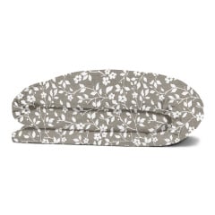 Двуспальный комплект на резинке COSAS BEIGE FLOWERS Ранфорс 180х220 см Бежевый/Серый Вышгород