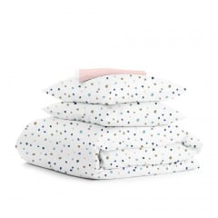 Евро комплект COSAS COLOR BLOTS CS4 Ранфорс 200х220 см Белый/Розовый Стрый