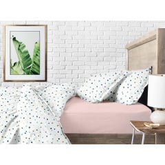 Евро комплект COSAS COLOR BLOTS CS4 Ранфорс 200х220 см Белый/Розовый Стрый
