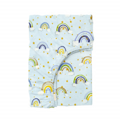 Простыня на резинке в детскую кроватку 60х120 см RAINBOW STAR BLUE COSAS Голубой Дзензелевка