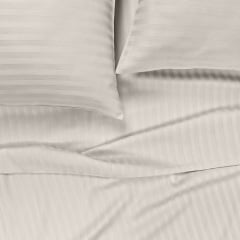 Сімейна постіль сатин з простирадлом на резинці ALMOND Cosas Кремовий 2х160х220 см Ірпінь