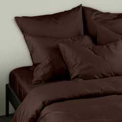 Двуспальная постель сатин с простыней на резинке BROWN Cosas Шоколад 180х220 см Киев