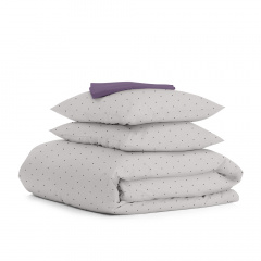 Евро постель с простыней на резинке MINI DOTS CS3 COSAS Бежевый 200х220 см Славута