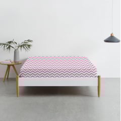 Простирадло на резинці COSAS GREY ZIGZAG Ранфорс 90х200х20 см Рожевий Вараш