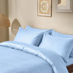 Евро постель сатин с простыней на резинке MAYA CS1 Cosas Голубой 200х220 см Павлоград