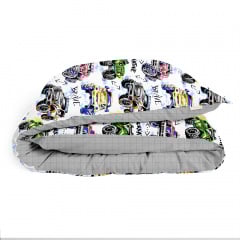 Дитячий комплект без простирадла COSAS BRAVE CARS Ранфорс 110х140 см Сірий Новомосковськ