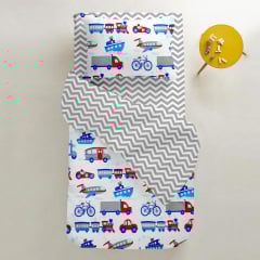 Детский пододеяльник COSAS GREY TRANSPORT Ранфорс 110х140 см Серый Еланец