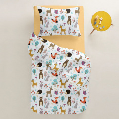 Підліткова постіль з простирадлом на гумці Colorful Animals CS1 COSAS Бежевий 160х220 см Виноградів