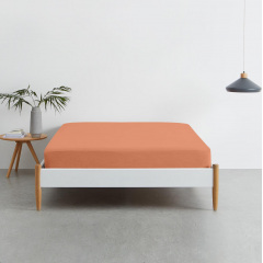 Набор Простыня на резинке COSAS WHITE/TERRAKOT Ранфорс 90х200х20 см 2 шт Оранжевый/Белый Балаклея