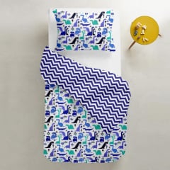 Подростковый комплект на резинке COSAS BLUE DINO CS1 Ранфорс 155х215 см Гуляйполе