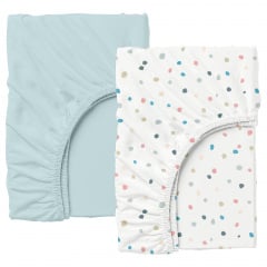 Набір простирадла на резинці COSAS LIGHT BLUE / COLOR BLOTS Ранфорс 160х200х20 см 2 шт Блакитний/Білий Тячів