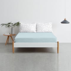 Набір простирадла на резинці COSAS LIGHT BLUE / GREY STARS Ранфорс 140х200х20 см 2 шт Сірий/Блакитний Олександрія