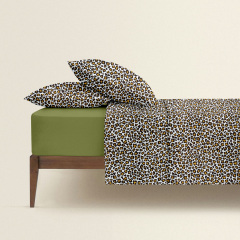 Євро постіль з простирадлом на гумці Leopard CS1 COSAS Бежевий 200х220 см Ясногородка