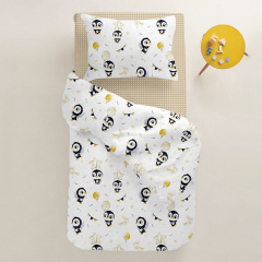 Подростковая постель с простыней на резинке PENGUINS CS1 COSAS Белый 155х215 см Новониколаевка