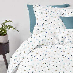Двуспальный комплект на резинке COSAS COLOR BLOTS Ранфорс 180х220 см Голубой/Белый Братское