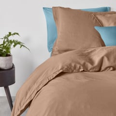 Сімейна постіль з простирадлом на гумці COSAS Rum CS3 2х160х220 см Коричнево-блакитний Олександрія