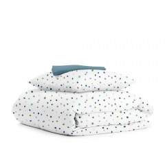 Підлітковий комплект на резинці COSAS COLOR BLOTS Ранфорс 155х215 см Блакитний/Білий Херсон