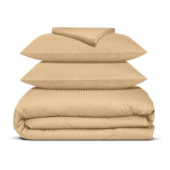 Євро постіль сатин з простирадлом на гумці HONEY Cosas Золотистий 200х220 см Сміла