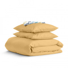 Двоспальна постіль з простирадлом на гумці Honey CS4 COSAS Золотистий 180х220 см Молочанськ