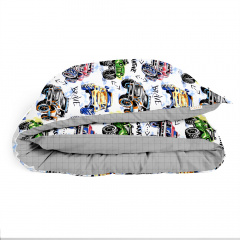 Подростковый комплект без простыни COSAS BRAVE CARS Ранфорс 155х215 см Серый Шепетовка