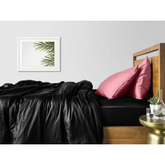 Полуторна постільна білизна сатин Black CS1 COSAS рожевий 160х220 см Стрий