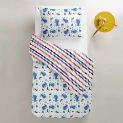 Подростковая постель с простыней на резинке SPACE DINO COSAS Голубой 155х215 см Вышгород