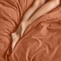 Комплект полуторної постільної білизни на резинці COSAS AMBER CS1 Ранфорс 160х220 см Терракот Гуляйполе