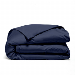 Євро постіль сатин з простирадлом на резинці BLUE Cosas Синій 200х220 см Кременець